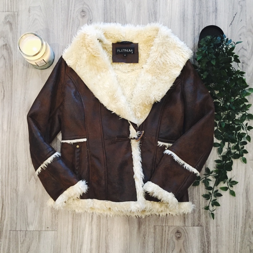 Platinum faux fur coat
